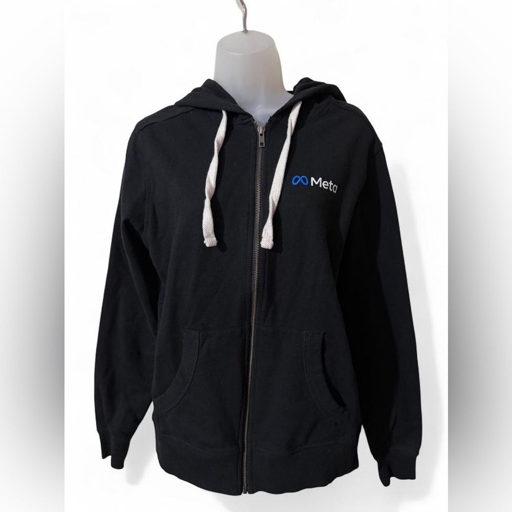 Meta logo black zip up hoodie